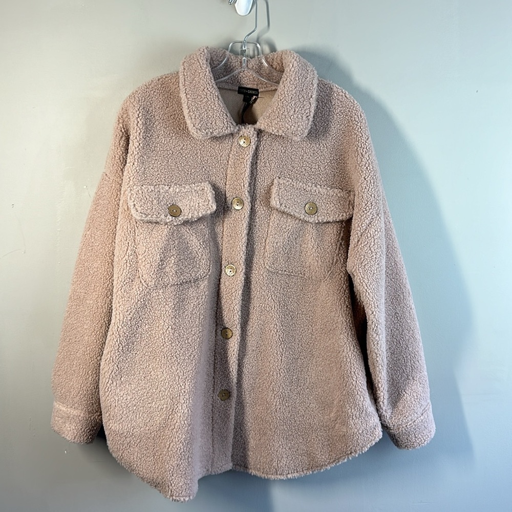 NWT Coco + Carmen Dusty Rose Sherpa Shacket Size L/XL